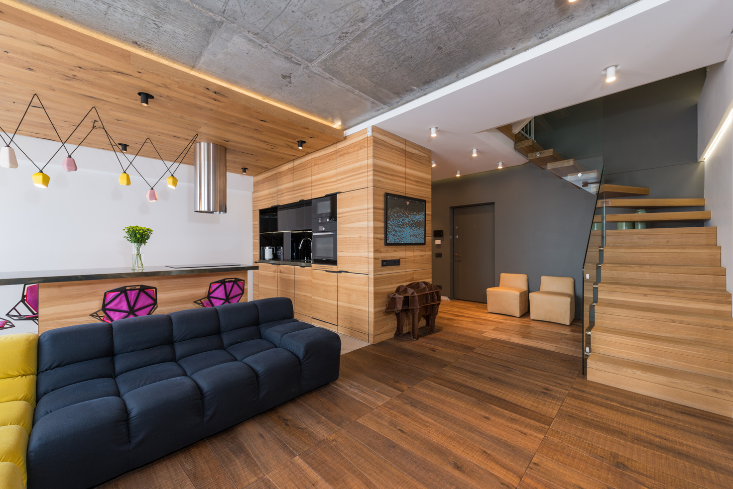Stylish living room of modern mansion